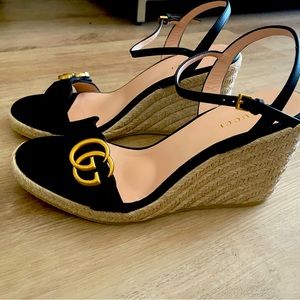 GUCCI women’s leather platform espadrille, NEVER been worn